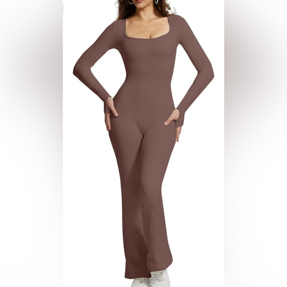 Amazon Ribbed Flare Long Sleeve Jumpsuit | SM